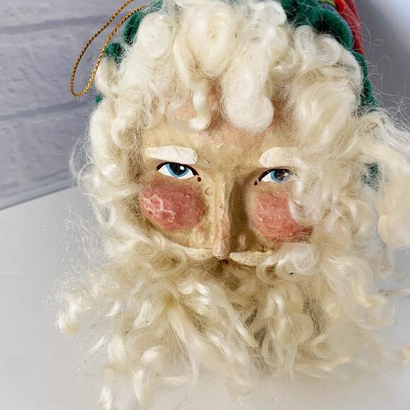 Vintage House of Hatten Christmas Santa Claus Head Ornament Paper Mache Face - Picture 3 of 10